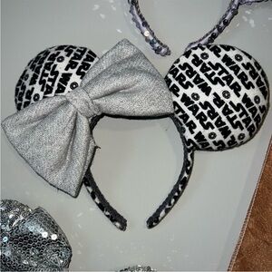Black and White Themed Mouse Ears Headband